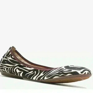 Hush Puppies Chaste Ballet Flat Black/White Zebra Print Calf Hair Sz 6 Wide NIB